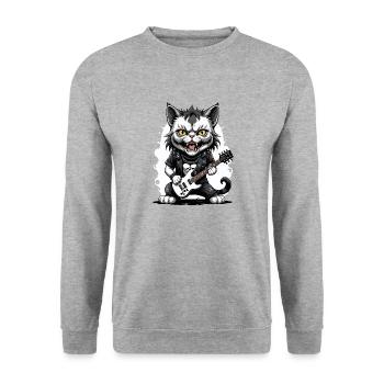 Cat Rocker Cat HardRock Gift - Sweat-shirt Unisexe - gris chiné - Devant - Alina (178cm) & Michal (187cm)