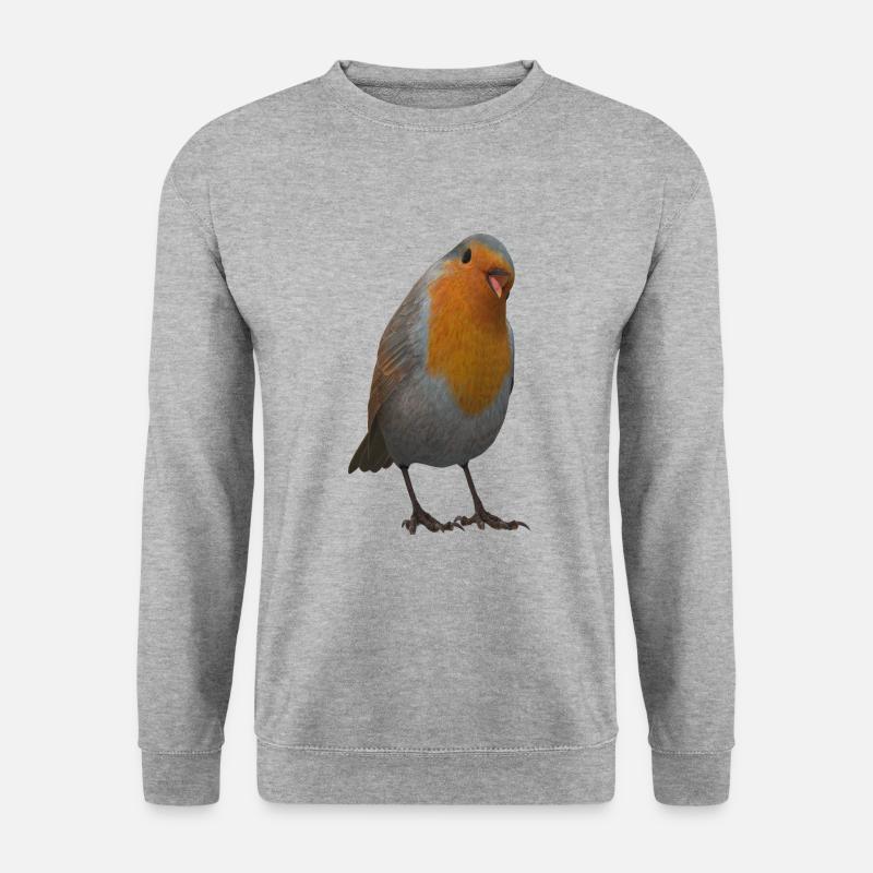 Rotkehlchen Design - Unisex Pullover - Weißgrau meliert