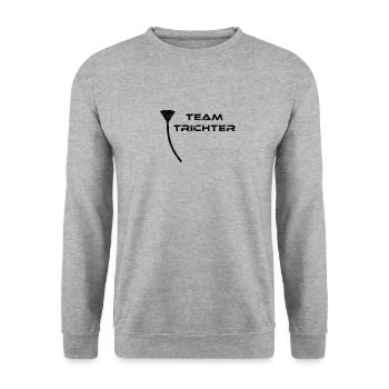 Team Trichter Bier Bong Party Beer - Unisex Pullover - Weißgrau meliert - Vorne - Alina (178cm) & Michal (187cm)