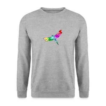 Libelle Polygon Flieger Drache - Unisex Pullover - Weißgrau meliert - Vorne - Alina (178cm) & Michal (187cm)