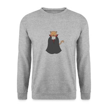 Cat dresses up as a vampire for Halloween - Unisex Sweatshirt - salt & pepper - Front - Alina (178cm) & Michal (187cm)