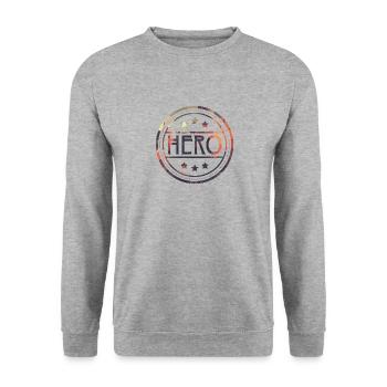 Super powers hero gift stamp saying party - Unisex Sweatshirt - salt & pepper - Front - Alina (178cm) & Michal (187cm)