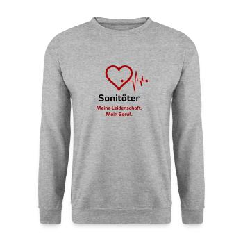Sanitäter - Unisex Pullover - Weißgrau meliert - Vorne - Alina (178cm) & Michal (187cm)