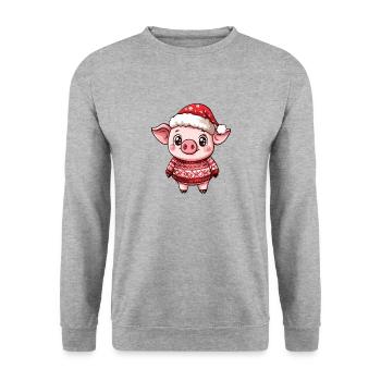 Pig Christmas Comic - Unisex Sweatshirt - salt & pepper - Front - Alina (178cm) & Michal (187cm)