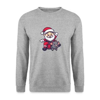 Mouse Santa Claus - Unisex Sweatshirt - salt & pepper - Front - Alina (178cm) & Michal (187cm)