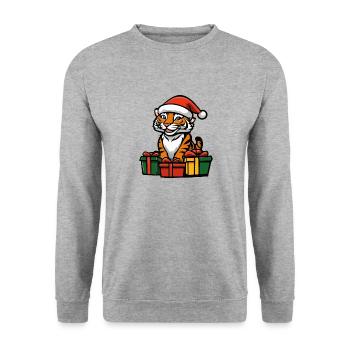 Tiger Weihnachten Geschenke - Unisex Pullover - Weißgrau meliert - Vorne - Alina (178cm) & Michal (187cm)