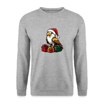 Adler Weihnachten Geschenke - Unisex Pullover - Weißgrau meliert - Vorne - Alina (178cm) & Michal (187cm)