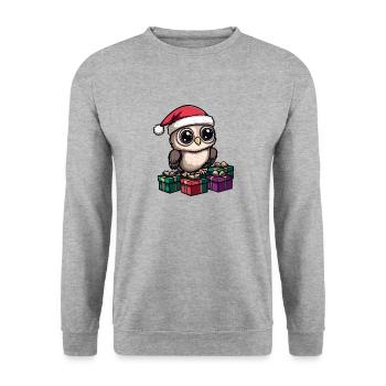 Eule Weihnachten Geschenke - Unisex Pullover - Weißgrau meliert - Vorne - Alina (178cm) & Michal (187cm)