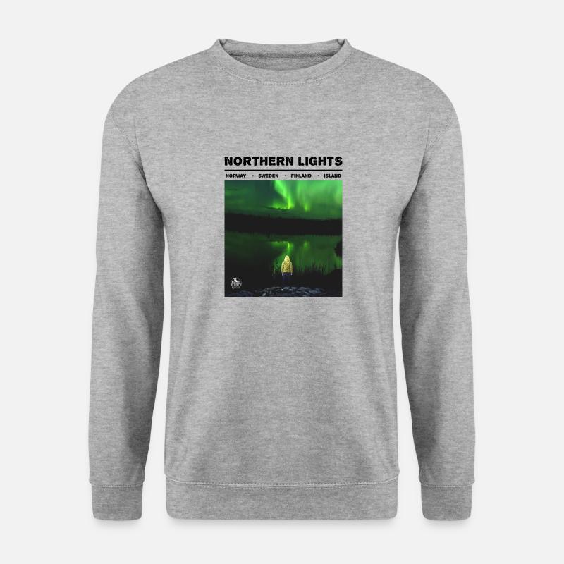 Northern Lights Nordlichter Skandinavien Design - Unisex Pullover - Weißgrau meliert