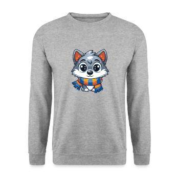Winter Wolf - Unisex Sweatshirt - salt & pepper - Front - Alina (178cm) & Michal (187cm)