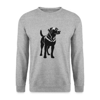 Black Labrador - Pet Dog Sticker - Unisex Pullover - Weißgrau meliert - Vorne - Alina (178cm) & Michal (187cm)