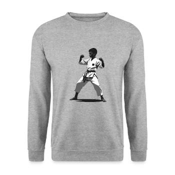 Karate Child Fighter - Martial Arts Sports Sticker - Unisex Sweatshirt - salt & pepper - Front - Alina (178cm) & Michal (187cm)