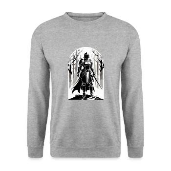 Ritter - Mittelalter Design - Unisex Pullover - Weißgrau meliert - Vorne - Alina (178cm) & Michal (187cm)