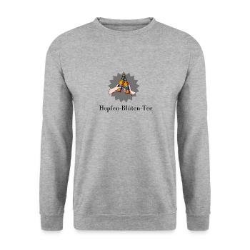 Hopfen Blüten Tee - Unisex Pullover - Weißgrau meliert - Vorne - Alina (178cm) & Michal (187cm)
