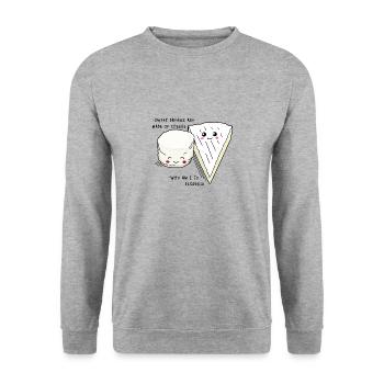 Witzige Sprüche cheese - Unisex Pullover - Weißgrau meliert - Vorne - Alina (178cm) & Michal (187cm)