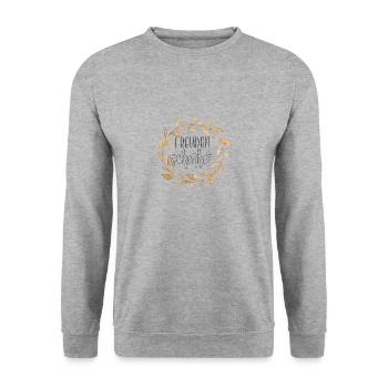 Freudenschenker - Unisex Pullover - Weißgrau meliert - Vorne - Alina (178cm) & Michal (187cm)