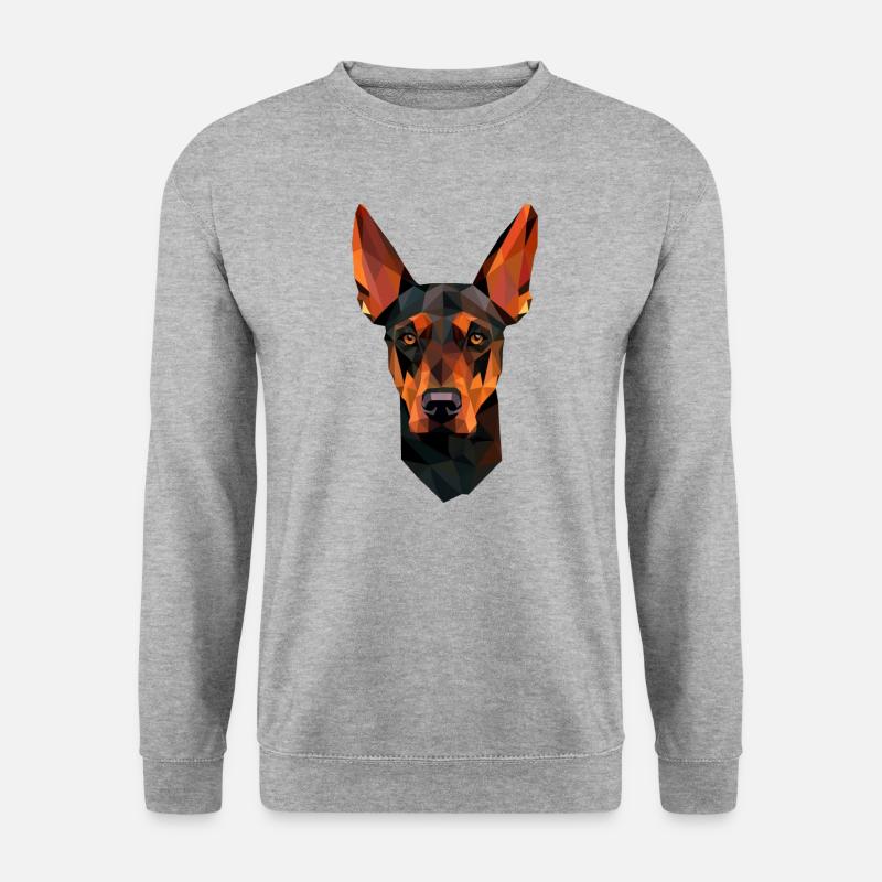Hund Dobermann Polygon - Unisex Pullover - Weißgrau meliert