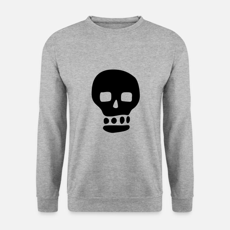 Schädel / Pirat / Hacker - Unisex Pullover - Weißgrau meliert