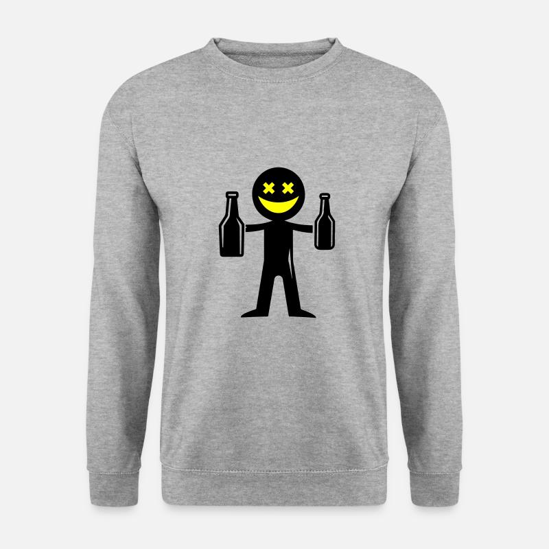 Strichmännchen Bier - Unisex Pullover - Weißgrau meliert