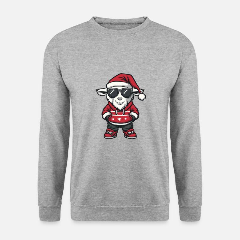 Ziege Weihnachten X-Mas - Unisex Pullover - Weißgrau meliert