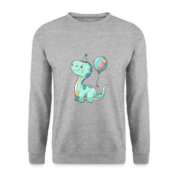 Dinosaur brontosaurus birthday baby - Unisex Sweatshirt - salt & pepper - Front - Alina (178cm) & Michal (187cm)