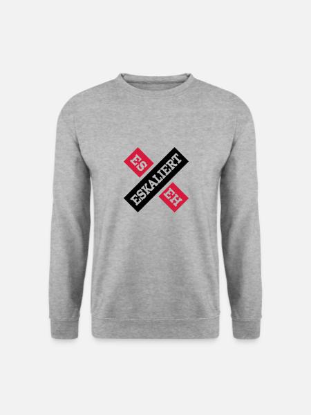Es eskaliert eh | 2C Farbwechsel - Unisex Pullover - Weißgrau meliert