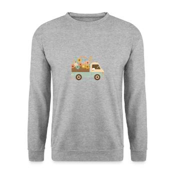 Ramasser une fleur 1 - Sweat-shirt Unisexe - gris chiné - Devant - Alina (178cm) & Michal (187cm)