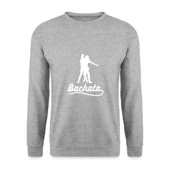 Bachata-Paar verbindet Weiß - Unisex Pullover - Weißgrau meliert - Vorne - Alina (178cm) & Michal (187cm)