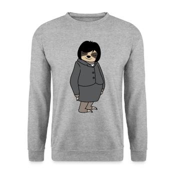 Sloth Woman Office Head Work colleague Colleague - Unisex Sweatshirt - salt & pepper - Front - Alina (178cm) & Michal (187cm)