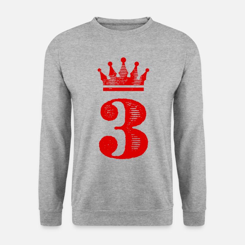 3 Zahl Krone - Unisex Pullover - Weißgrau meliert