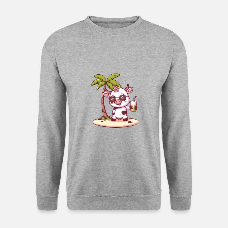 Cow Summer Beach Comic - Unisex Sweatshirt - salt & pepper