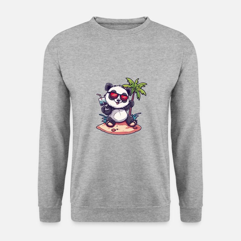 Panda Summer Beach Bande dessinée - Sweat-shirt Unisexe - gris chiné