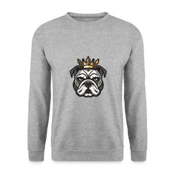 Tête de Chien Bulldog Couronne - Sweat-shirt Unisexe - gris chiné - Devant - Alina (178cm) & Michal (187cm)