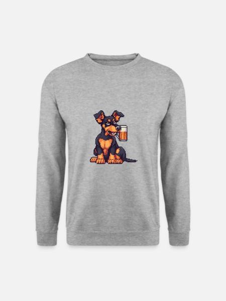 Doberman Dog Beer Pixel - Unisex Sweatshirt - salt & pepper