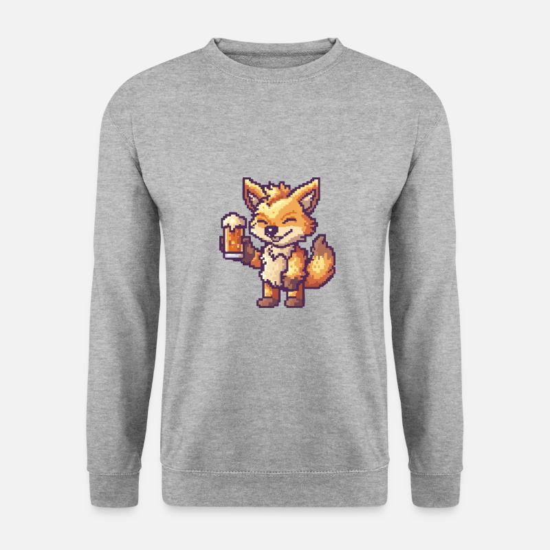 Wolf Bier Pixel - Unisex Pullover - Weißgrau meliert
