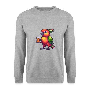 Papagai bière pixel - Sweat-shirt Unisexe - gris chiné - Devant - Alina (178cm) & Michal (187cm)