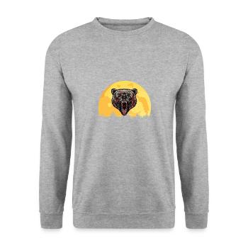 Angry Bear Sunset Retro Nature - Unisex Sweatshirt - salt & pepper - Front - Alina (178cm) & Michal (187cm)