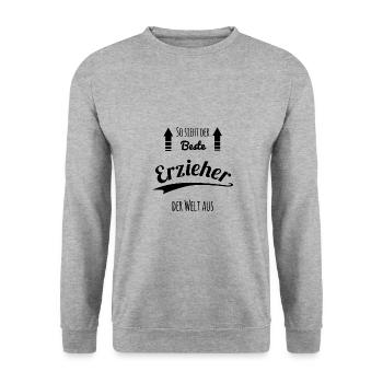 Erzieher - Unisex Pullover - Weißgrau meliert - Vorne - Alina (178cm) & Michal (187cm)