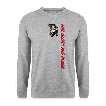300 Design - Unisex Pullover - Weißgrau meliert - Vorne - Alina (178cm) & Michal (187cm)