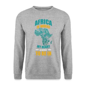 Africa Is Where My Heart Wants To be In - Unisex Pullover - Weißgrau meliert - Vorne - Alina (178cm) & Michal (187cm)