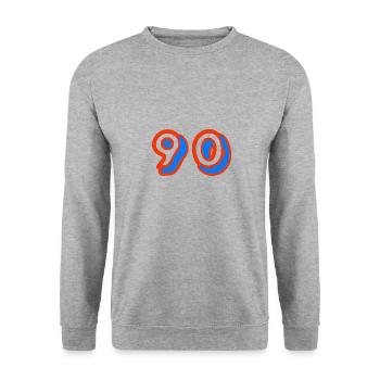 90. 90 ANS. 90e ANNIVERSAIRE. ANNIVERSAIRE 90 ANS. - Sweat-shirt Unisexe - gris chiné - Devant - Alina (178cm) & Michal (187cm)