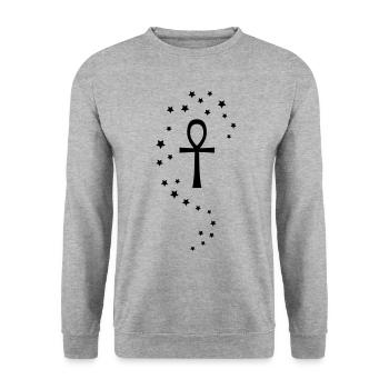 Lebensschluessel Croix + étoile 1c - Sweat-shirt Unisexe - gris chiné - Devant - Alina (178cm) & Michal (187cm)