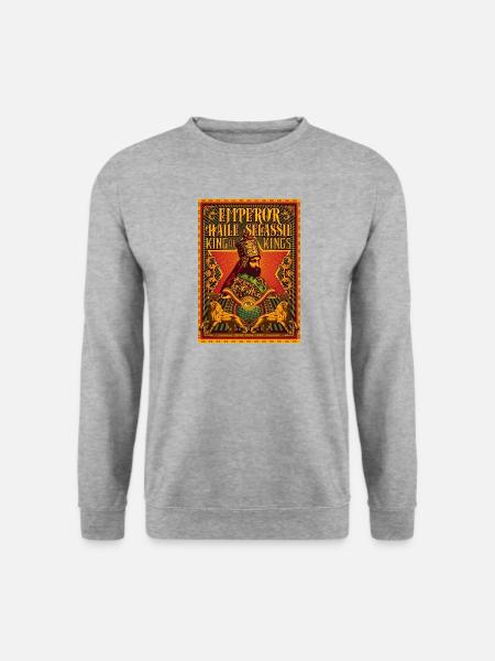 Haile Selassie I Jah Rastafari Rasta Reggae Roots - Unisex Pullover - Weißgrau meliert