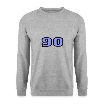 90. 90 ANS. 90e ANNIVERSAIRE. ANNIVERSAIRE 90 ANS. - Sweat-shirt Unisexe - gris chiné - Devant - Alina (178cm) & Michal (187cm)