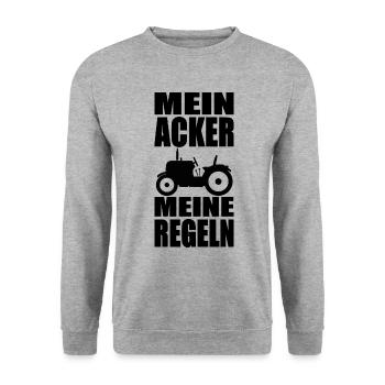 Mein Acker meine Regeln. Landwirtschaft Bauer - Unisex Pullover - Weißgrau meliert - Vorne - Alina (178cm) & Michal (187cm)