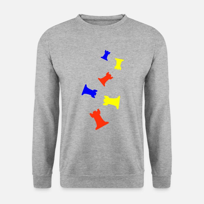 Schachfigur Turm - Unisex Pullover - Weißgrau meliert