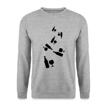 Wein Icon - Unisex Pullover - Weißgrau meliert - Vorne - Alina (178cm) & Michal (187cm)