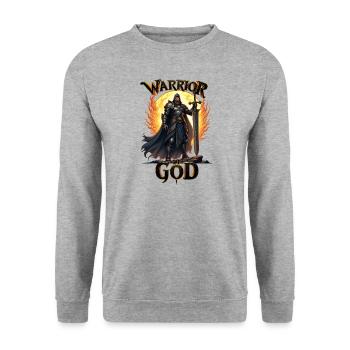 WARRIOR OF GOD - Schwarzer Ritter - Unisex Pullover - Weißgrau meliert - Vorne - Alina (178cm) & Michal (187cm)