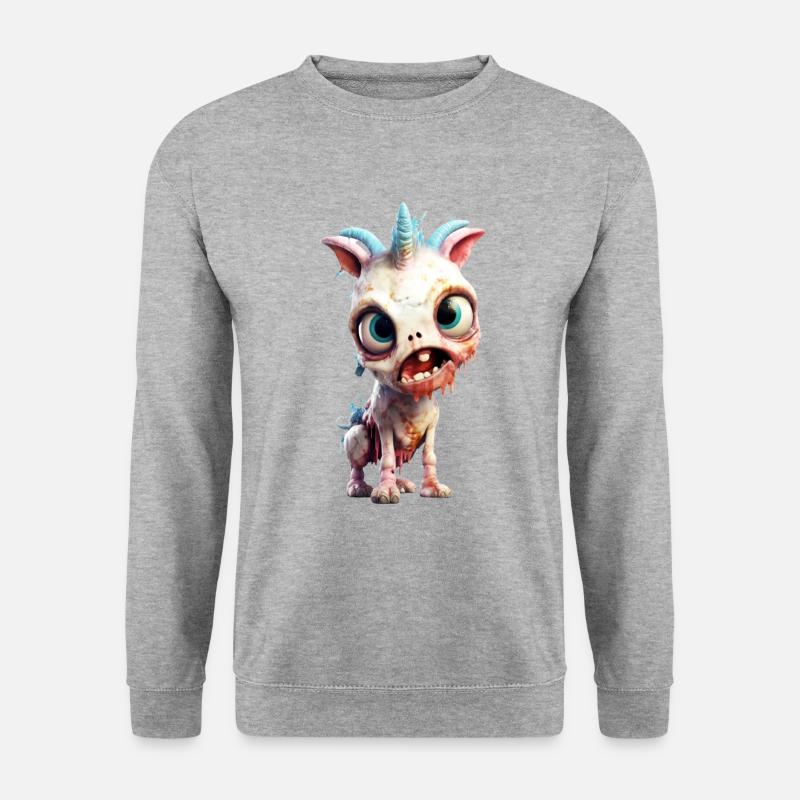 Zombie Einhorn - Unisex Pullover - Weißgrau meliert