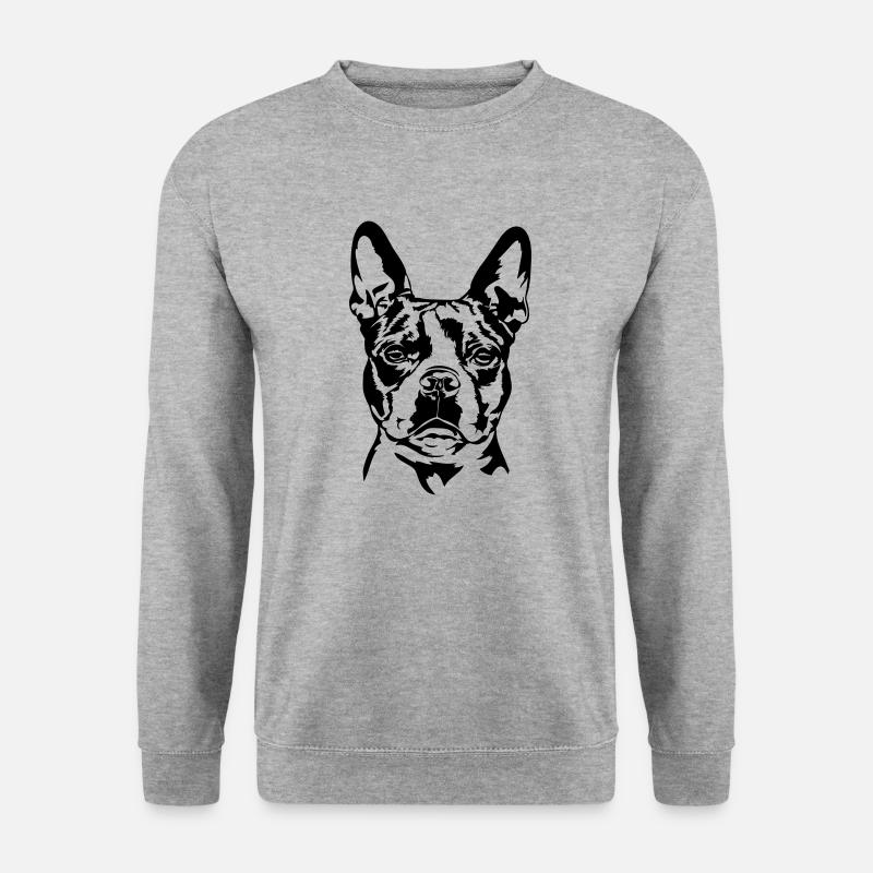 BOSTON TERRIER - Unisex Pullover - Weißgrau meliert